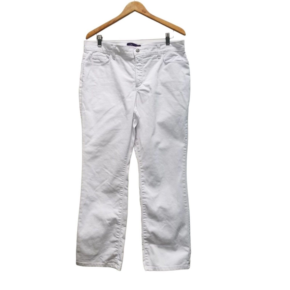 NYDJ Optic White Marilyn Straight Leg Lift Tuck Jeans Size 16P Petite 37x28.5